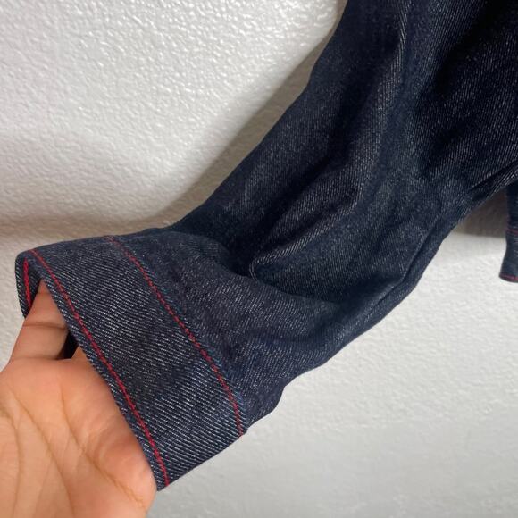 Boom Boom Vintage Jacket Womens Size Medium Denim Blue Dark Wash Button Jean - Picture 9 of 16
